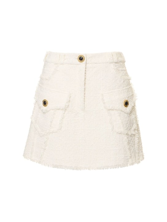 Balmain: Trapeze tweed mini skirt - White - women_0 | Luisa Via Roma