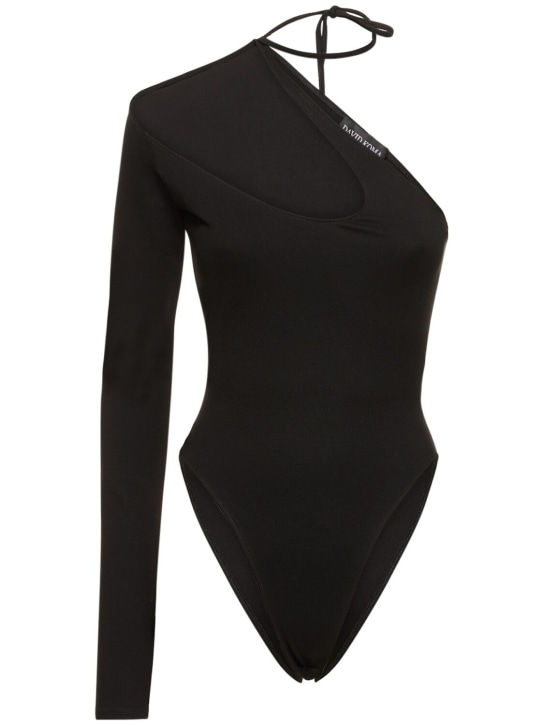 David Koma: One-sleeve cutout jersey bodysuit - Black - women_0 | Luisa Via Roma