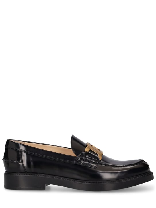 Tod's: Brushed leather loafers - Black - women_0 | Luisa Via Roma