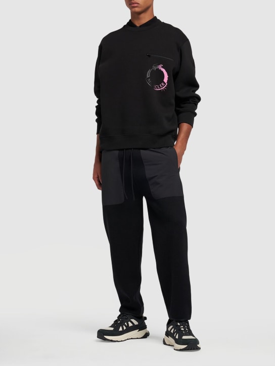 Moncler: CNY cotton jogging sweatpants - Black - men_1 | Luisa Via Roma