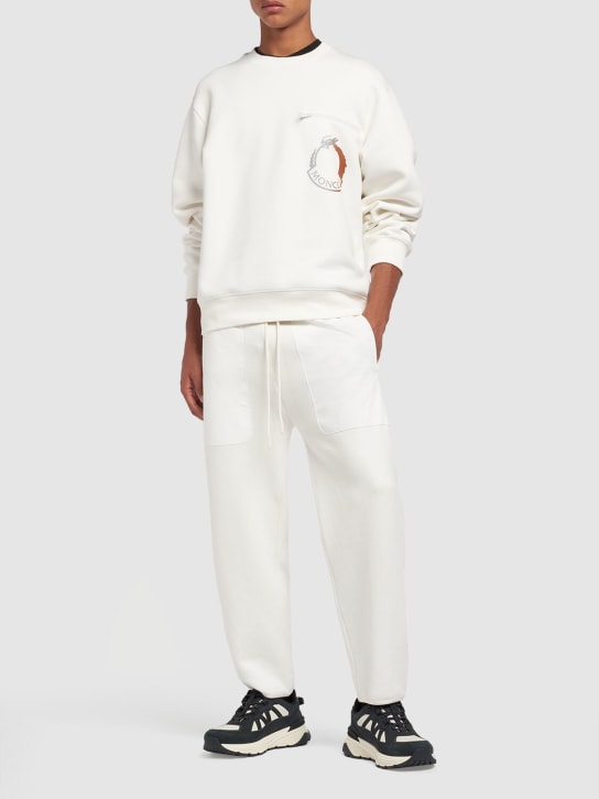 Moncler: CNY cotton jogging sweatpants - White - men_1 | Luisa Via Roma
