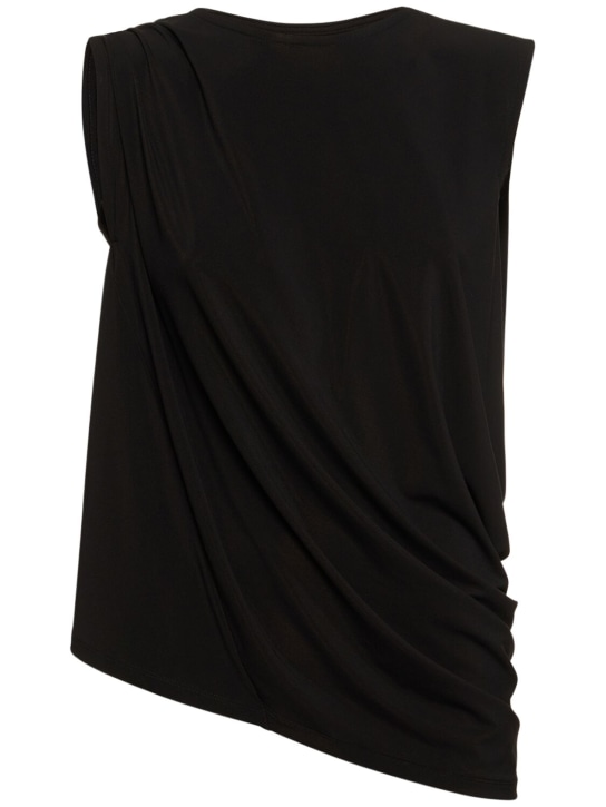 ISSEY MIYAKE: Jersey draped sleeveless crewneck top - Black - women_0 | Luisa Via Roma