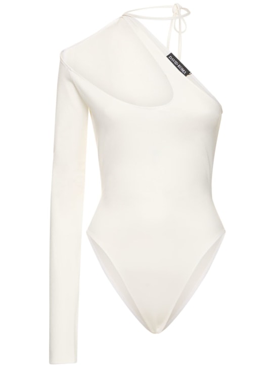 David Koma: One-sleeve cutout jersey bodysuit - White - women_0 | Luisa Via Roma