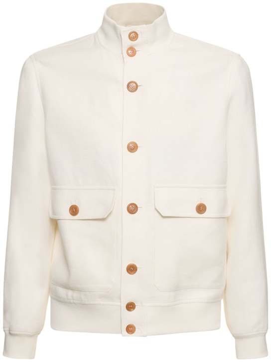 Brunello Cucinelli: Linen blend jacket - Off White - men_0 | Luisa Via Roma