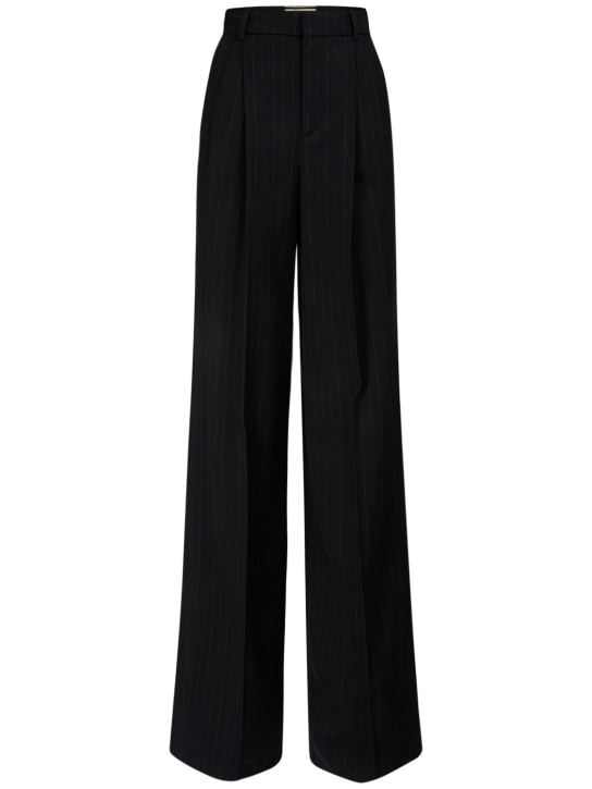 Saint Laurent: Wool blend pants - Black/Grey - women_0 | Luisa Via Roma