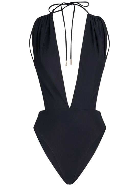 Saint Laurent: Nylon blend one piece swimsuit - Black - women_0 | Luisa Via Roma
