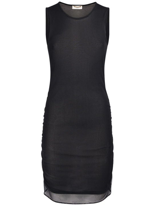 Saint Laurent: Vestido de nylon - Negro - women_0 | Luisa Via Roma