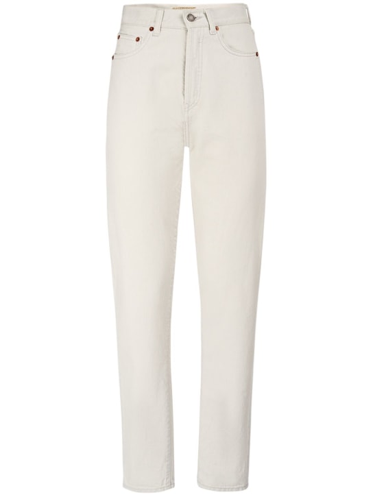 Saint Laurent: Jeans de denim de algodón - Chalk White - women_0 | Luisa Via Roma