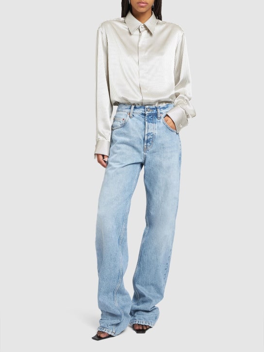 Saint Laurent: Jeans baggy de denim - Blue Bay - women_1 | Luisa Via Roma