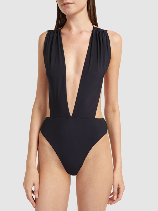 Saint Laurent: Nylon blend one piece swimsuit - Black - women_1 | Luisa Via Roma