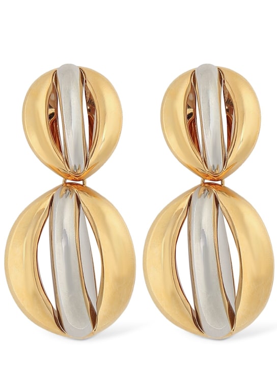 Saint Laurent: Mandarine brass earrings - Palladium/Gold - women_0 | Luisa Via Roma