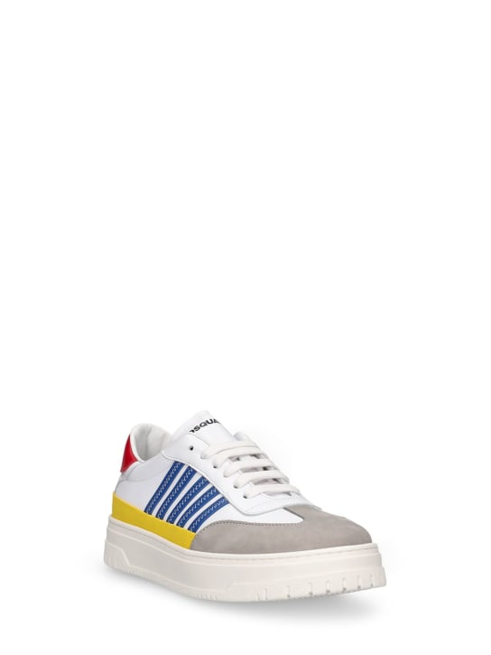 Dsquared2: Leather & tech lace-up sneakers - Multicolor - kids-boys_1 | Luisa Via Roma