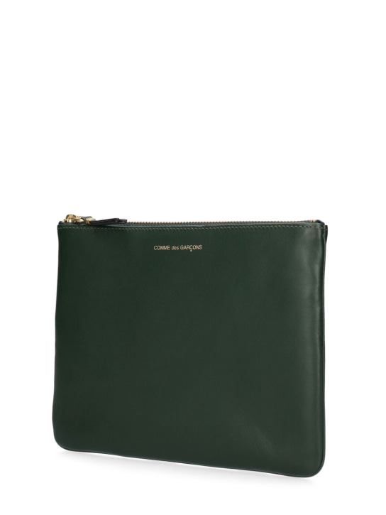Comme des Garçons Wallet: Classic leather pouch - Bottle Green - men_1 | Luisa Via Roma
