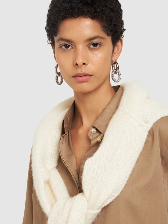 Jil Sander: BC1 double hoop 1 zircon earrings - Silver - women_1 | Luisa Via Roma