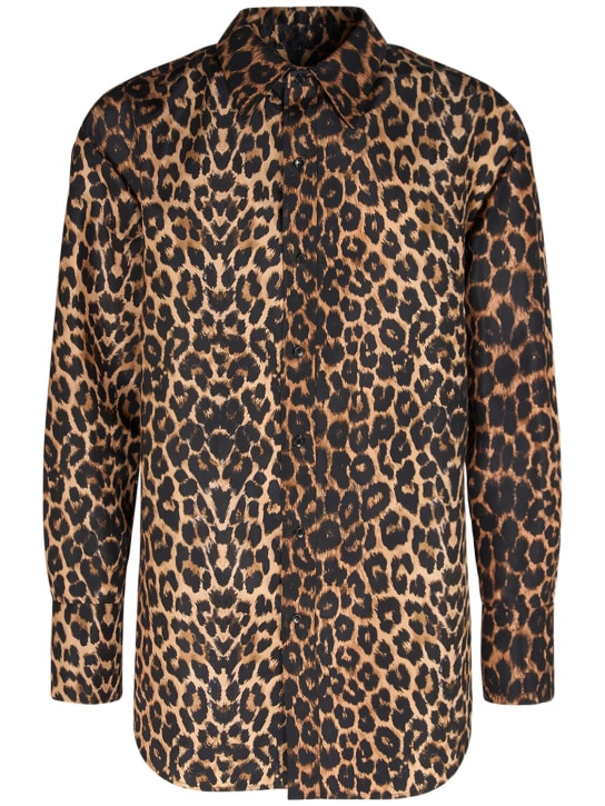 Saint Laurent: Leopard print silk shirt - Brown/Multi - men_0 | Luisa Via Roma
