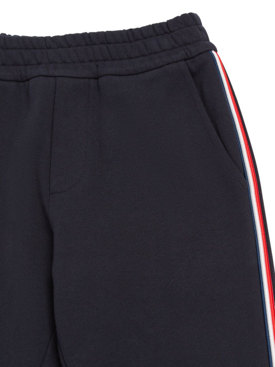Moncler: Pantalones deportivos de felpa de algodón - Azul - kids-boys_1 | Luisa Via Roma