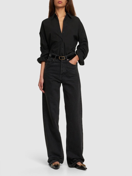 Nili Lotan: Mael oversized cotton shirt - Black - women_1 | Luisa Via Roma