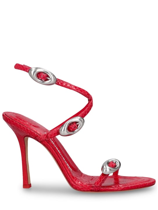 Alexander Wang: 105mm Dome snakeskin sandals - Bright Red - women_0 | Luisa Via Roma
