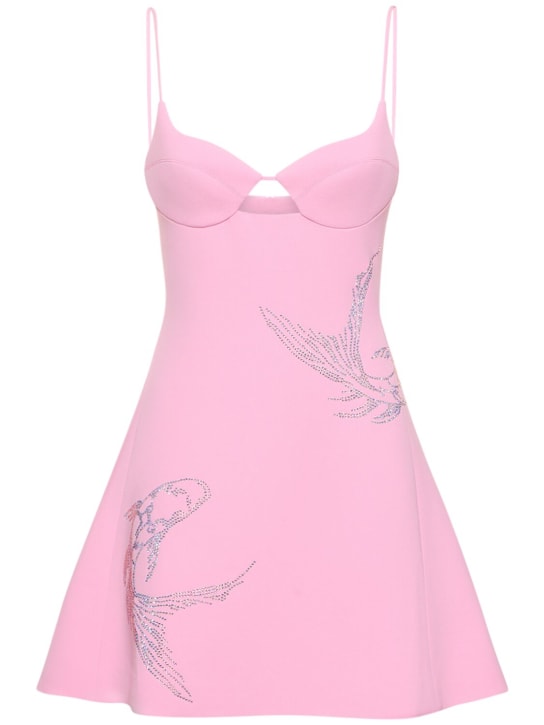 David Koma: Cady mini dress w/ crystal details - Light Pink - women_0 | Luisa Via Roma