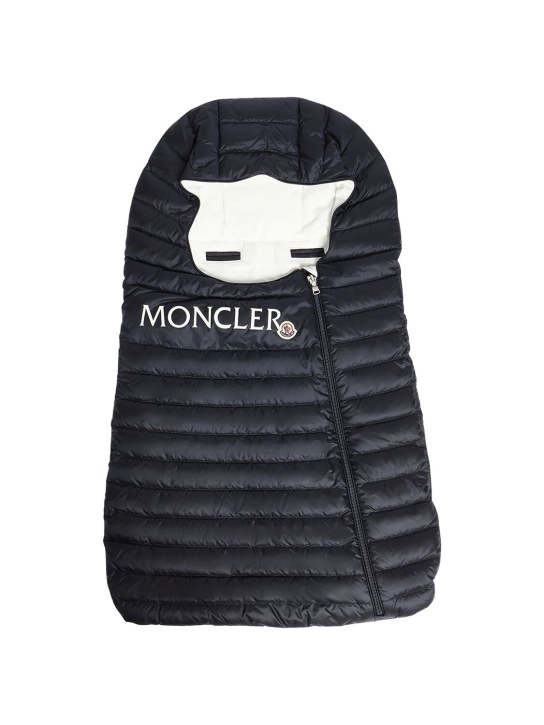 Moncler: Nylon laqué down baby sleeping bag - Blue - kids-boys_0 | Luisa Via Roma