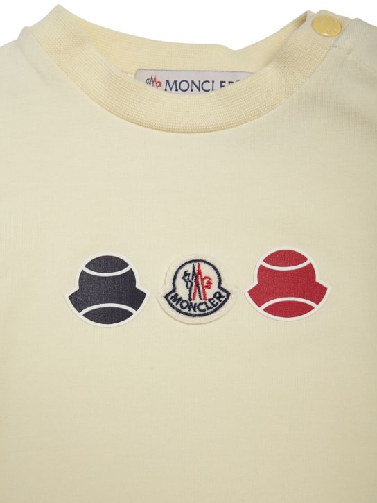 Moncler: 로고 패치 코튼 저지 티셔츠 - 옐로우 - kids-boys_1 | Luisa Via Roma