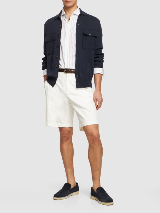 Brunello Cucinelli: Dyed cotton Bermuda shorts - White - men_1 | Luisa Via Roma