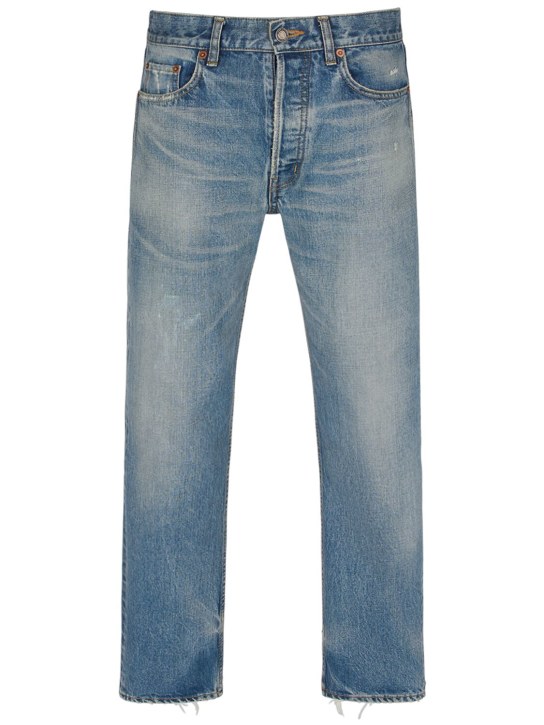 Saint Laurent: Jeans de denim de algodón - Azul - men_0 | Luisa Via Roma