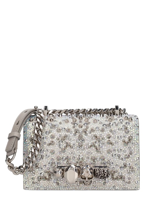 Alexander McQueen: Mini Jewelled Satchel embellished bag - White - women_0 | Luisa Via Roma