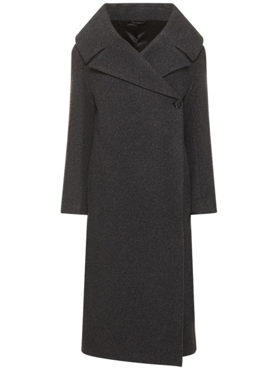 Toteme: 羊毛混纺毛毡围裹式大衣 - 灰色 - women_0 | Luisa Via Roma
