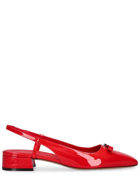 Ferragamo: Marlina patent leather slingback pumps - Red - women_0 | Luisa Via Roma