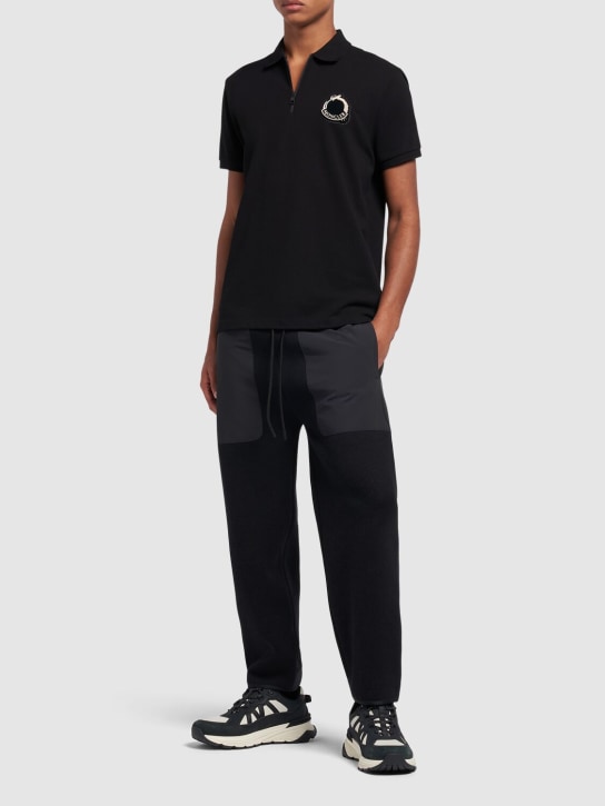 Moncler: CNY cotton piquet polo shirt - Black - men_1 | Luisa Via Roma