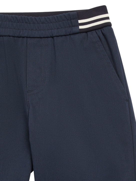 Moncler: Pantaloni in felpa di cotone stretch - Blu - kids-boys_1 | Luisa Via Roma