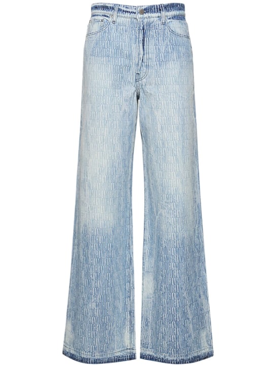 Amiri: Jeans anchos de denim con cintura alta - Azul - women_0 | Luisa Via Roma