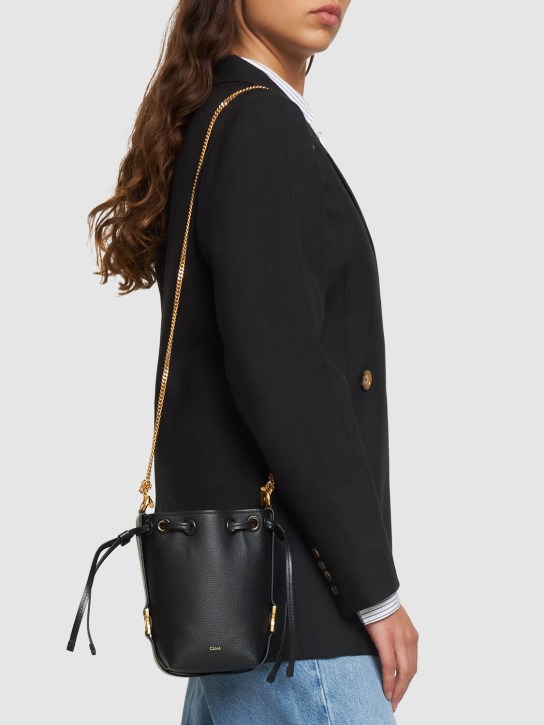 Chloé: Micro Marcie Bucket leather bag - Black - women_1 | Luisa Via Roma