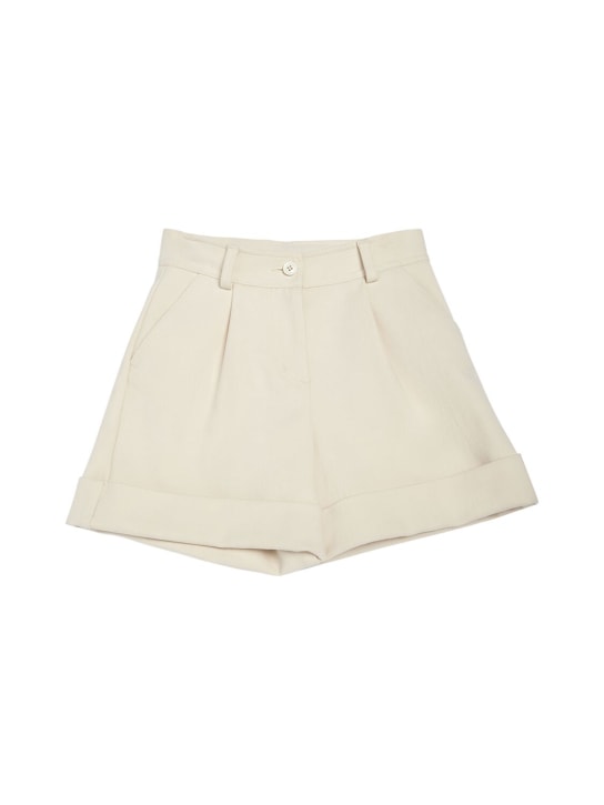 Moncler: Double cotton twill Bermuda shorts - Ivory - kids-boys_0 | Luisa Via Roma
