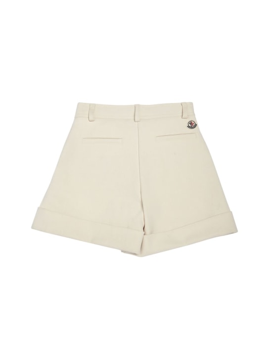 Moncler: Shorts in twill di cotone - Avorio - kids-girls_1 | Luisa Via Roma
