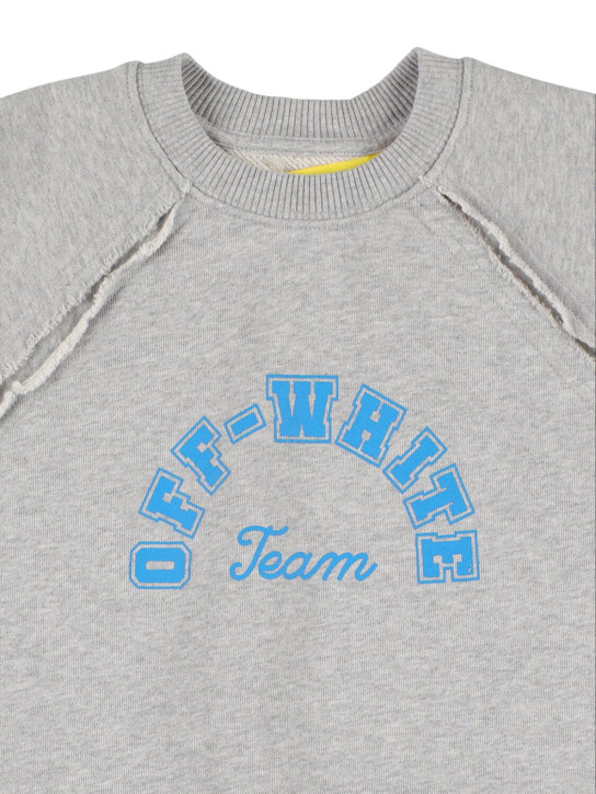 Off-White: Sweat-shirt raglan en coton Team 23 - Gris/Bleu - kids-boys_1 | Luisa Via Roma
