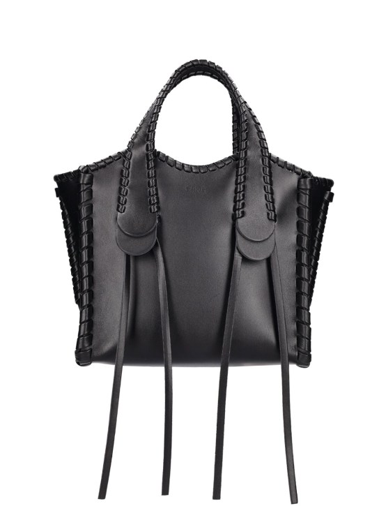 Chloé: Small Mony leather top handle bag - Black - women_0 | Luisa Via Roma
