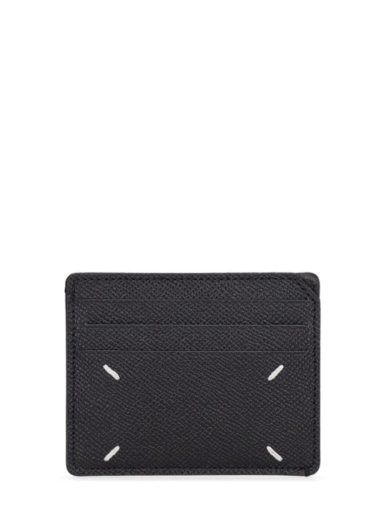 Maison Margiela: Grained leather card holder - Black - men_1 | Luisa Via Roma