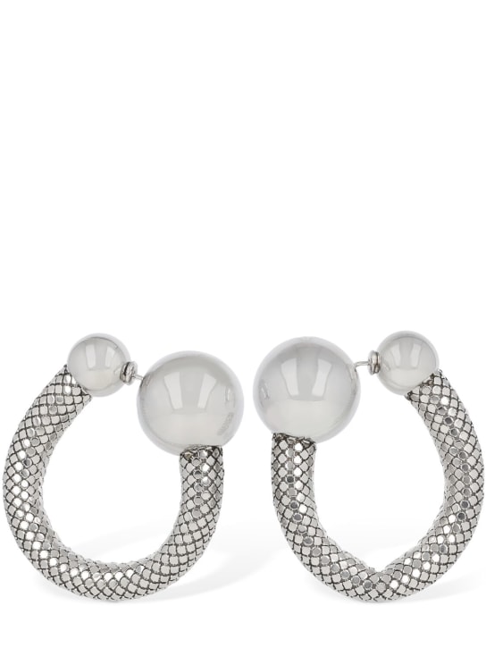 Rabanne: Pixel hoop earrings - Silver - women_0 | Luisa Via Roma