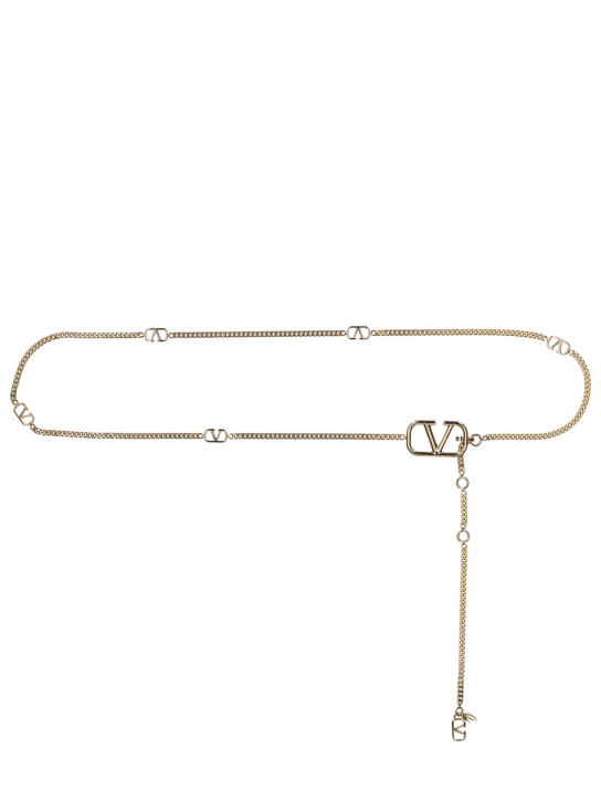 Valentino Garavani: V Logo Signature metal chain belt - Gold - women_0 | Luisa Via Roma