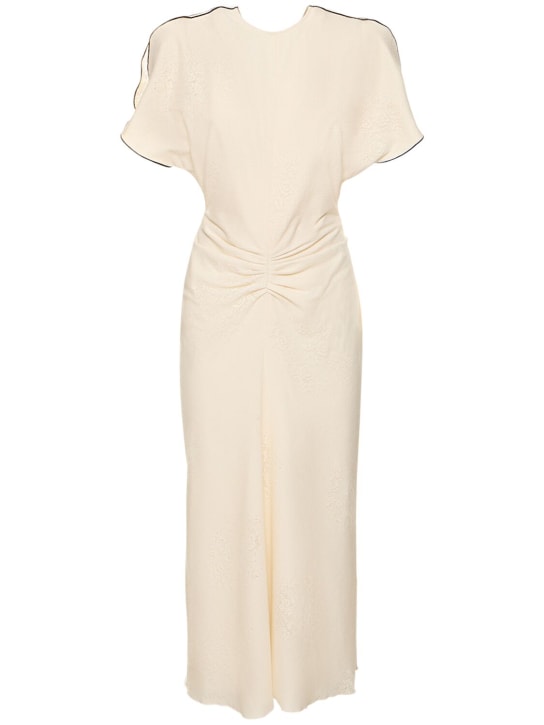 Victoria Beckham: Gathered waist cotton blend midi dress - White - women_0 | Luisa Via Roma