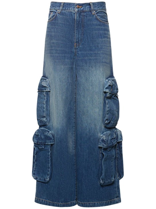 Amiri: Jeans cargo vita alta larghi in denim - Blu - women_0 | Luisa Via Roma