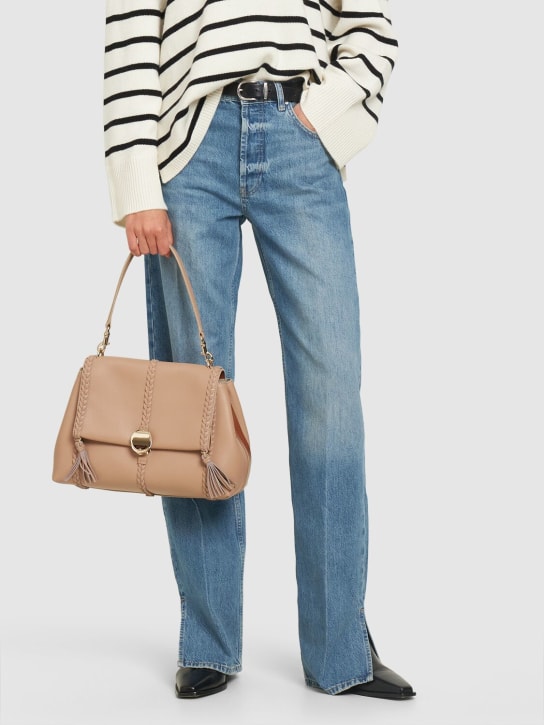 Chloé: Medium Penelope leather shoulder bag - Nomad Beige - women_1 | Luisa Via Roma