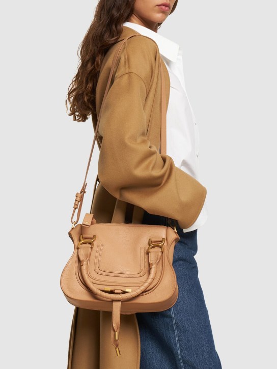 Chloé: Small Marcie leather shoulder bag - Light Tan - women_1 | Luisa Via Roma