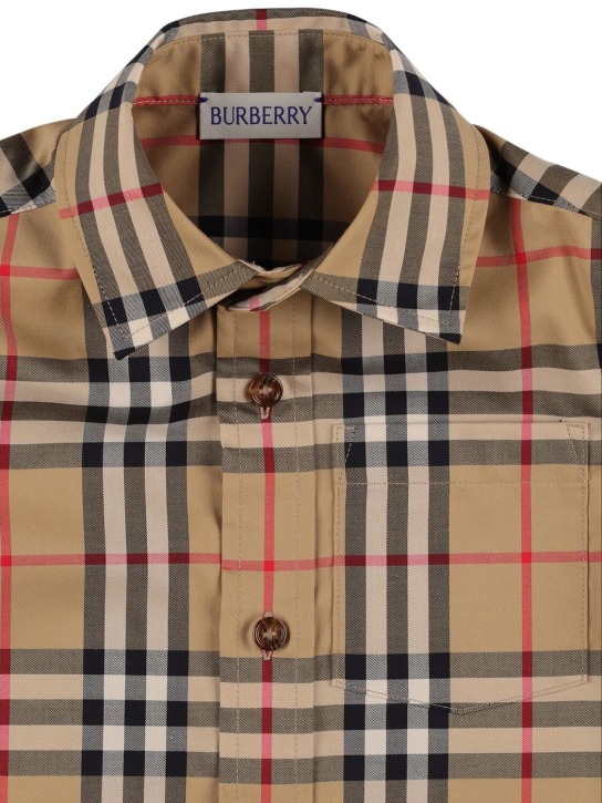 Burberry: Camicia in popeline di cotone check - Beige - kids-boys_1 | Luisa Via Roma