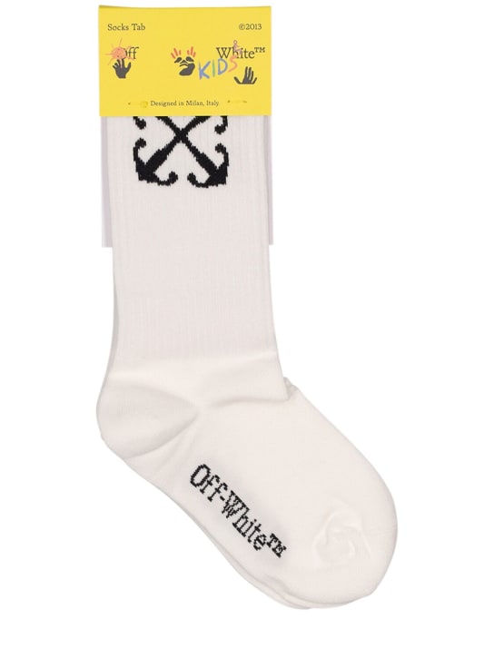 Off-White: Socken aus Baumwollmischung „Arrow“ - Weiß - kids-girls_0 | Luisa Via Roma