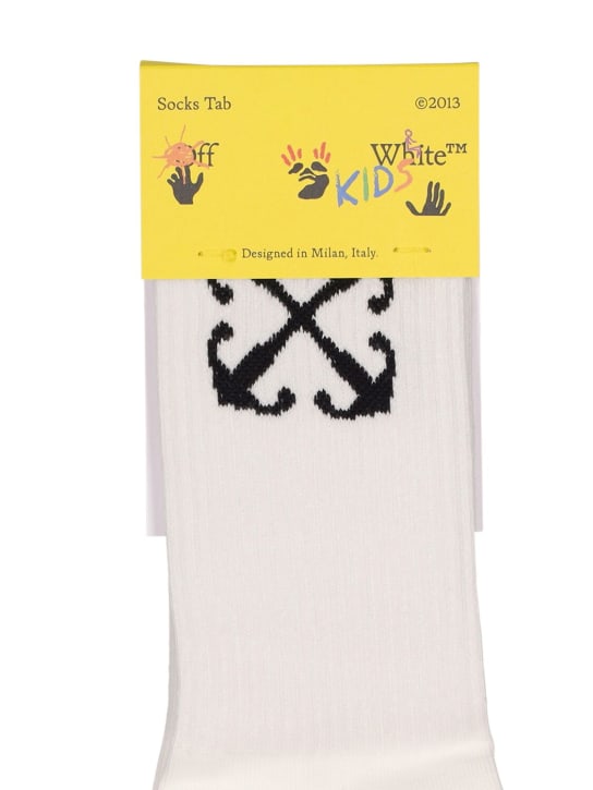 Off-White: Arrow cotton blend socks - White - kids-girls_1 | Luisa Via Roma