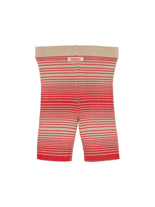 Gucci: Shorts in cotone - Rosso/Beige - kids-girls_1 | Luisa Via Roma