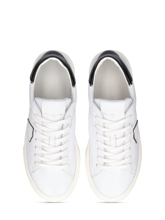PHILIPPE MODEL: Temple Veau lace-up leather sneakers - White/Black - kids-boys_1 | Luisa Via Roma